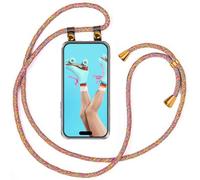 moex Mobile Phone Chain for iPhone 17, Case with Removable Strap, Mobile Phone Case with Chain for Hanging, Mobile Phone Strap, 155 cm Long Fabric Cord Neck Case, Mobile Phone Neck Strap, Rainbow