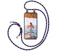 moex Mobile Phone Chain for Redmi Note 14 Pro 5G, Removable Case with Strap, Mobile Phone Case with Chain for Hanging, Mobile Phone Strap Cord Neck Case, Necklace Mobile Phone Neck Strap, Blue Red