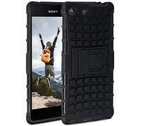 MoEx ONEFLOW Tank Case, Compatible with Sony Xperia M5, Outdoor Case, Shockproof, Phone Case with Kickstand, Camera and Screen Protector, Mobile Phone Hard Case, Obsidian - Black