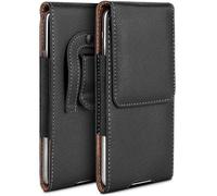 moex Plug Case Compatible with Apple iPhone 15 Case with Belt Clip, Mobile Phone Belt Bag Made of Vegan Leather, Mobile Phone Case for Inserting, Flip Protective Case, Foldable - Black