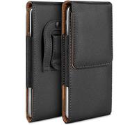 moex Plug Case Compatible with TCL 10 Pro Case with Belt Clip, Mobile Phone Belt Bag Made of Vegan Leather, Mobile Phone Case for Pockets, Foldable Flip Case, Black