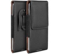 moex Plug Case for iPhone 17 Pro Max Case with Belt Clip, Mobile Phone Belt Bag, PU Leather, Mobile Phone Case for Inserting, Leather Belt Protective Case, Slip Case, Black
