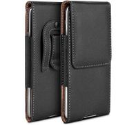 moex Plug Case for Nubia Z70S Ultra Case with Belt Clip, Mobile Phone Belt Bag, PU Leather, Mobile Phone Case for Inserting, Leather Case Belt Protective Cover, Slip Case, Black