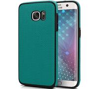 moex® Premium Silicone Case with Fabric Appliqué to fit Samsung Galaxy S7 Edge | Slim, Turquoise black