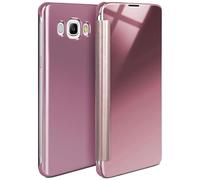 moex Samsung Galaxy J5 (2016) | Premium Transparent Mirror Case 360° Full Protection Case Flip Cover - Rose-Gold