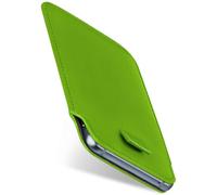 moex Slide Case for Fairphone 3/3 Plus Case for Slip-On Ultra Thin Holster Mobile Phone Case Made of Vegan Leather, Premium Mobile Phone Case 360 Degree Complete Protection with Pull-Out - Green