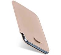 moex Slide Case for Fairphone 6 Mobile Phone Case for Insertion Ultra Thin Slip Case Holster Cover PU Leather Sleeve Case Mobile Phone Case with 360 Degree Full Protection Beige