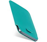moex Slide Case for Fairphone 6 Mobile Phone Case for Insertion Ultra Thin Slip Case Holster Cover PU Leather Sleeve Case Mobile Phone Case with 360 Degree Full Protection Turquoise