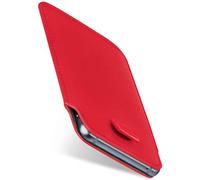moex Slide Case for Fairphone 6 Mobile Phone Case for Insertion Ultra Thin Slip Case Holster Cover PU Leather Sleeve Case Mobile Phone Case with 360 Degree Full Protection Red