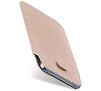 moex Slide Case for iPhone 17e Mobile Phone Case for Insertion Ultra Thin Slip Case Holster Case PU Leather Sleeve Case Mobile Phone Case with 360 Degree Full Protection Beige