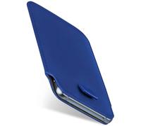 moex Slide Case for Samsung Galaxy S24 Mobile Phone Case for Insertion Ultra Thin Slip Case Holster Cover PU Leather Sleeve Case Mobile Phone Case with 360 Degree Full Protection Blue