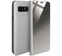 moex Slim 360° mobile phone case suitable for Samsung Galaxy Note8, transparent when the display is switched on, in high-gloss piano lacquer look, silver.