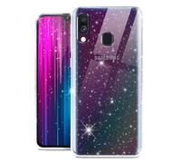 Moex Sparky Compatible with Samsung Galaxy A40 - Glitter Effect Transparent Silicone Case, Thin Ultra Slim Girls' Protective Cover - Crystal Clear