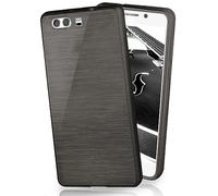 moex Stylish brushed aluminium look & strong grip | Ultra thin silicone case suitable for Huawei P10 in Black
