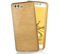moex Stylish brushed aluminium look & strong grip | Ultra thin silicone case suitable for Huawei P10 in Gold