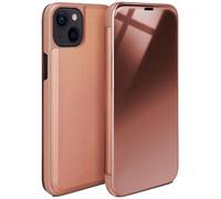 moex Thin 360° Mobile Phone Case Suitable for iPhone 14 | Transparent with Screen On - in High Gloss Piano Lacquer Look, Rose Gold