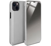moex Thin 360° Mobile Phone Case Suitable for iPhone 14 | Transparent with Screen On - in High Gloss Piano Lacquer Look, Silver