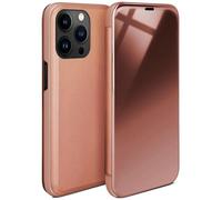 moex Thin 360° Mobile Phone Case Suitable for iPhone 15 Pro Max | Transparent with Screen On - in High Gloss Piano Lacquer Look, Rose Gold