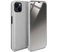 moex Thin 360° Mobile Phone Case Suitable for iPhone 15 | Transparent with Screen On - in High Gloss Piano Lacquer Look, Silver