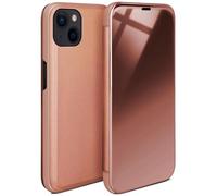moex Thin 360° Mobile Phone Case Suitable for iPhone 15 | Transparent with Screen On - in High Gloss Piano Lacquer Look, Rose Gold