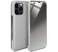 moex Thin 360° Mobile Phone Case Suitable for iPhone 16 Pro Max | Transparent with Screen On - in High Gloss Piano Lacquer Look, Silver