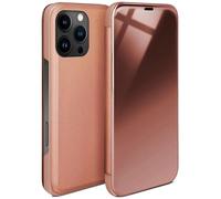 moex Thin 360° Mobile Phone Case Suitable for iPhone 16 Pro Max | Transparent with Screen On - in High Gloss Piano Lacquer Look, Rose Gold