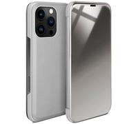 moex Thin 360° Mobile Phone Case Suitable for iPhone 16 Pro | Transparent with Screen On - in High Gloss Piano Lacquer Look, Silver