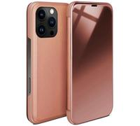 moex Thin 360° Mobile Phone Case Suitable for iPhone 16 Pro | Transparent with Screen On - in High Gloss Piano Lacquer Look, Rose Gold