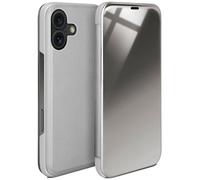 moex Thin 360° Mobile Phone Case Suitable for iPhone 16 | Transparent with Screen On - in High Gloss Piano Lacquer Look, Silver