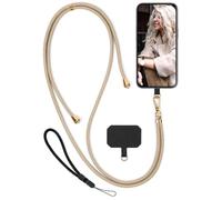 moex Unleash for Blackview A53 / A53 Pro - Mobile Phone Chain with Carabiner, Neck Strap Quick Removable - Smartphone Necklace with Pad for Cases, Chain for Hanging in Beige