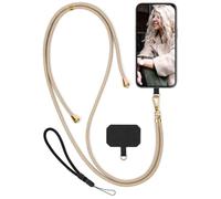 moex Unleash for Doro Aurora A10 Mobile Phone Strap for Hanging without Case, Universal Mobile Phone Chain with Carabiner, Removable Mobile Phone Strap, Chain with Pad for Mobile Phone Case, Beige