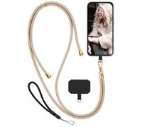 moex Unleash for Doro Aurora A30 Mobile Phone Strap for Hanging without Case, Universal Mobile Phone Chain with Carabiner, Removable Mobile Phone Strap, Chain with Pad for Mobile Phone Case, Beige