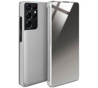 moex Void Case for Samsung Galaxy S21 Ultra Case in High Gloss Look, Clear View Cover Mirror Case, Flip Case 360 Degree Protective Case with Mirror, All-Round Protection Mobile Phone Case, Silver