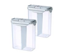 MoFarbe 2Pcs Airtight Clear Cereal Storage Containers - 3L Plastic Food Storage Container with Airtight Lids 2-in-1 Box Kitchen Dispenser for Kitchen Pantry Organization and Storage