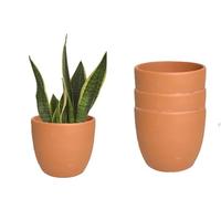 MoFarbe 7 inch Large Plant Pots Set of 3 - Plastic Flower Planter with Drainage Hole Classic Indoor Outdoor Planters Plant Pots for Garden House Plants (Brown)