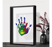 MoFarbe Family Handprint Kit for 4, DIY Craft Keepsake Frame, Hand Print Ornament Kits, Family Gifts for New Parents, Grandparents, New Mom, New Baby, Father's Day, Mother's Day (Black)
