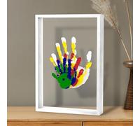 MoFarbe Family Handprint Kit for 5, DIY Craft Keepsake Frame, Hand Print Ornament Kits, Family Gifts for New Parents, Grandparents, New Mom, New Baby, Father's Day, Mother's Day (White)