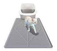Mofason Cat Litter Mat XXL - Waterproof Kitty Litter Box mat for Floor - Extra Large Pet Trapping Litter Rug Pad - Silicone Cat Supplies & Accessories for Indoor Cats (38" x 25") -Grey