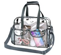 MOFASVIGI Large Clear Tote Bags Stadium Approved for Men Women Transparent PVC Shopping Bag Waterproof See Through Bag with Handles for Lunch, Stadium, Concerts, Sports Games, Leisure Occasion (GREY)
