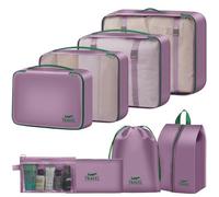 MOFELON 8PCS Packing Cubes for Suitcase, Travel Luggage Organisers for Backpack, Waterproof Storage Bags for Clothes Shoes, Travel Essentials Accessories - PURPLE