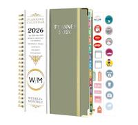 MOFELON Diary 2026-2026 Diary A5 Week to View, Jan 2026 - Dec 2026, Weekly & Monthly Planner, Academic Diaries 2026 with Spiral Bound, Hard Cover, 21.5 x 15.5 x 1.5cm- Green