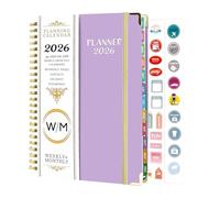 MOFELON Diary 2026-2026 Diary A5 Week to View, Jan 2026 - Dec 2026, Weekly & Monthly Planner, Academic Diary 2026 with Twin-wire Binding, Hard Cover, 21.5 x 15.5 x 1.5cm-Purple