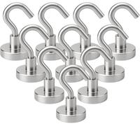 mofenmian 10PCS Magnetic Hooks, Heavy Duty 17.5lbs+ Strong Neodymium Fridge Magnet Hooks for Hanging Towels Keys Utensils Curtains Tools, Rustproof Stainless Steel Hook Set for Kitchen Grill Door