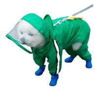 MOFFNNOL Poncho Cute Bear Shape Dog Raincoat Puppy Rain Jacket Full Body Coverage With Hat Reflective Double Layered Waterproof Dog Hooded Cloak-green Dinosaur-xl