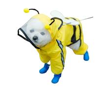 MOFFNNOL Poncho Cute Bear Shape Dog Raincoat Puppy Rain Jacket Full Body Coverage With Hat Reflective Double Layered Waterproof Dog Hooded Cloak-honey Bee-s