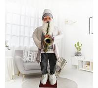MOFGOE Animated Dancing Santa Life Size, Blowing Saxophone Santa Claus, Freestanding Santa Claus Figurines, Electric Dolls for Kids, Christmas Party Decorations,9