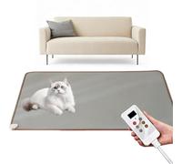 MOFGOE Heated Foot Warmers Under Desk, Portable Heated Floor Mat with Thermostat and Timer, Electric Radiant Floor Heater, Waterproof, for Home Office Study Playroom,50 * 150cm