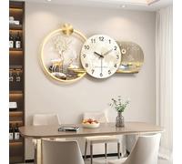 MOFGOE LED Silent Wall Clock with Remote Control, Large Luxury Light up Decorative Wall Clock for Living Room, Battery-Operated Glowing Wall Clock, Big Home Wall Decor for Bedroom,80X41CM