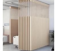 MOFGOE Medical Room Divider Curtain with Flat Hooks, Hospital Curtains Cubicle, Extra Wide Medical Privacy Curtain for Hospital, Medical Clinic, Lab,Yellow,3m/*2.7m