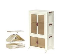 MOFGOE Portable Kids Closet with Double Doors, Baby Wardrobe Collapsible Plastic Storage Cabinet with Hanging Rod, Bedroom Nursery Armoire Toddler Clothes Closet Costume Organizer,56 * 34 * 96cm